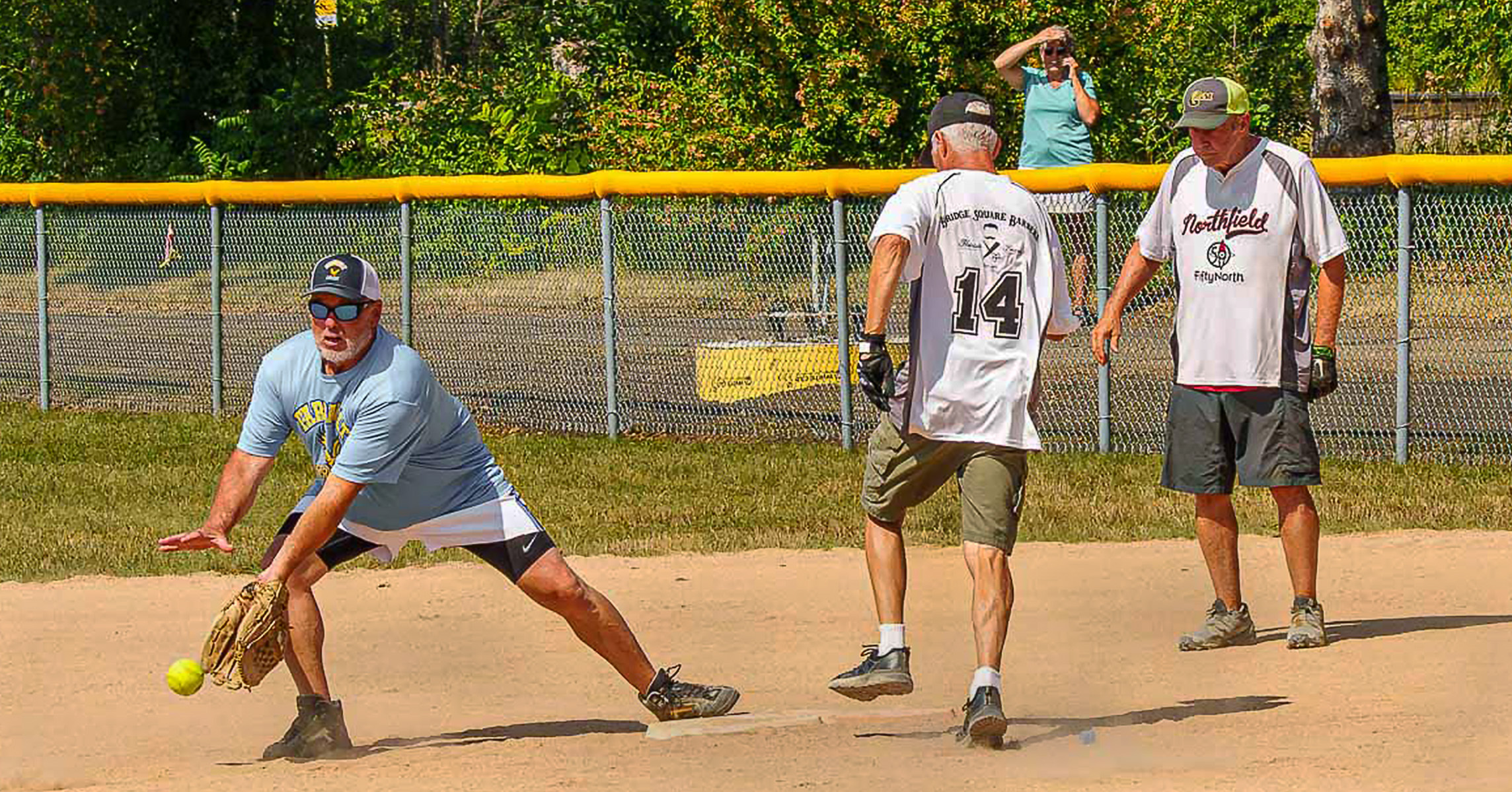 Play at third, David Perez photo of FiftyNorth Softball Team
