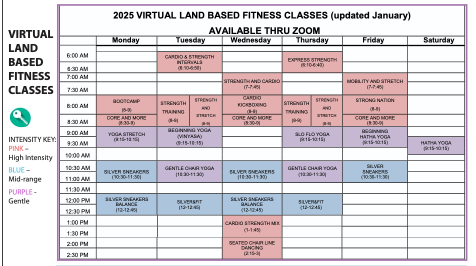 chart of online classes