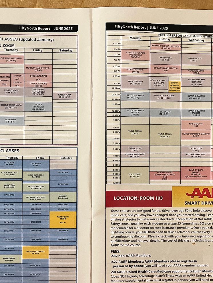 Two-page spread of schedules