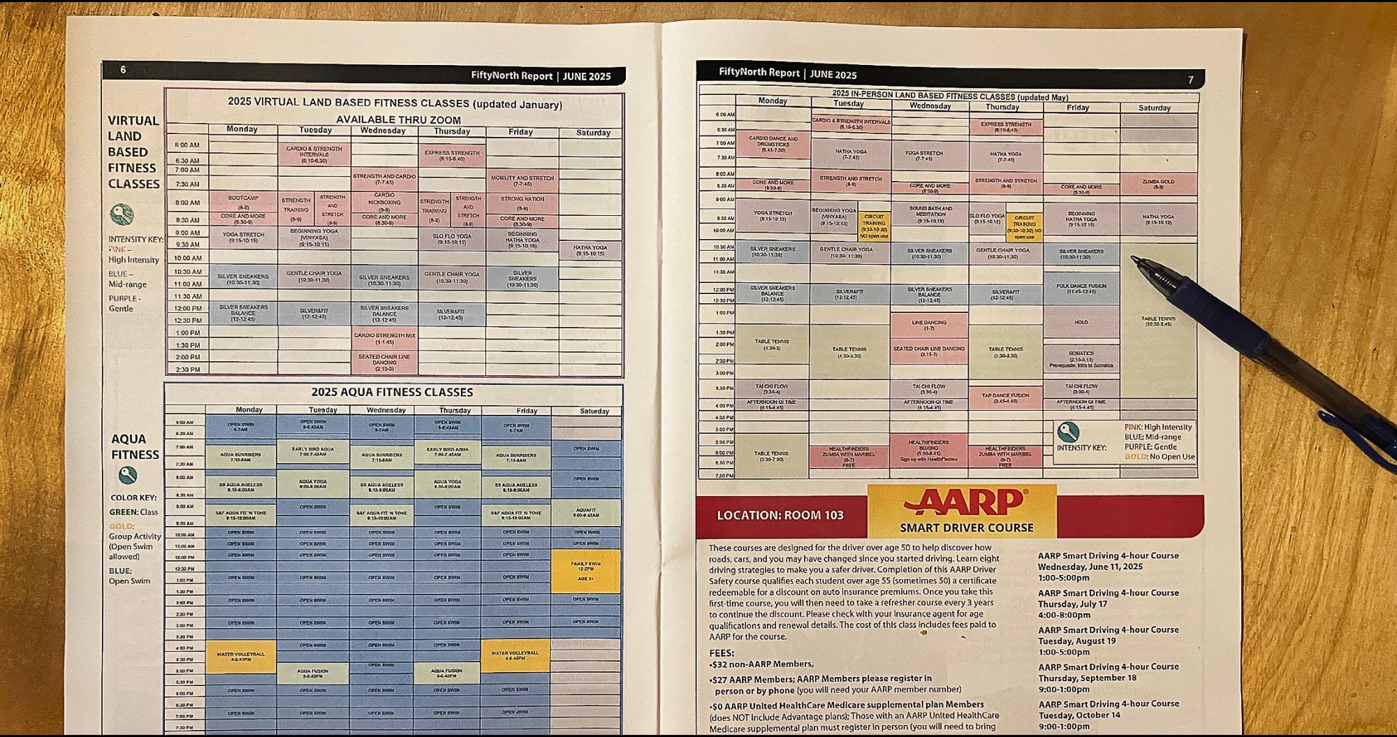 Two-page spread of schedules
