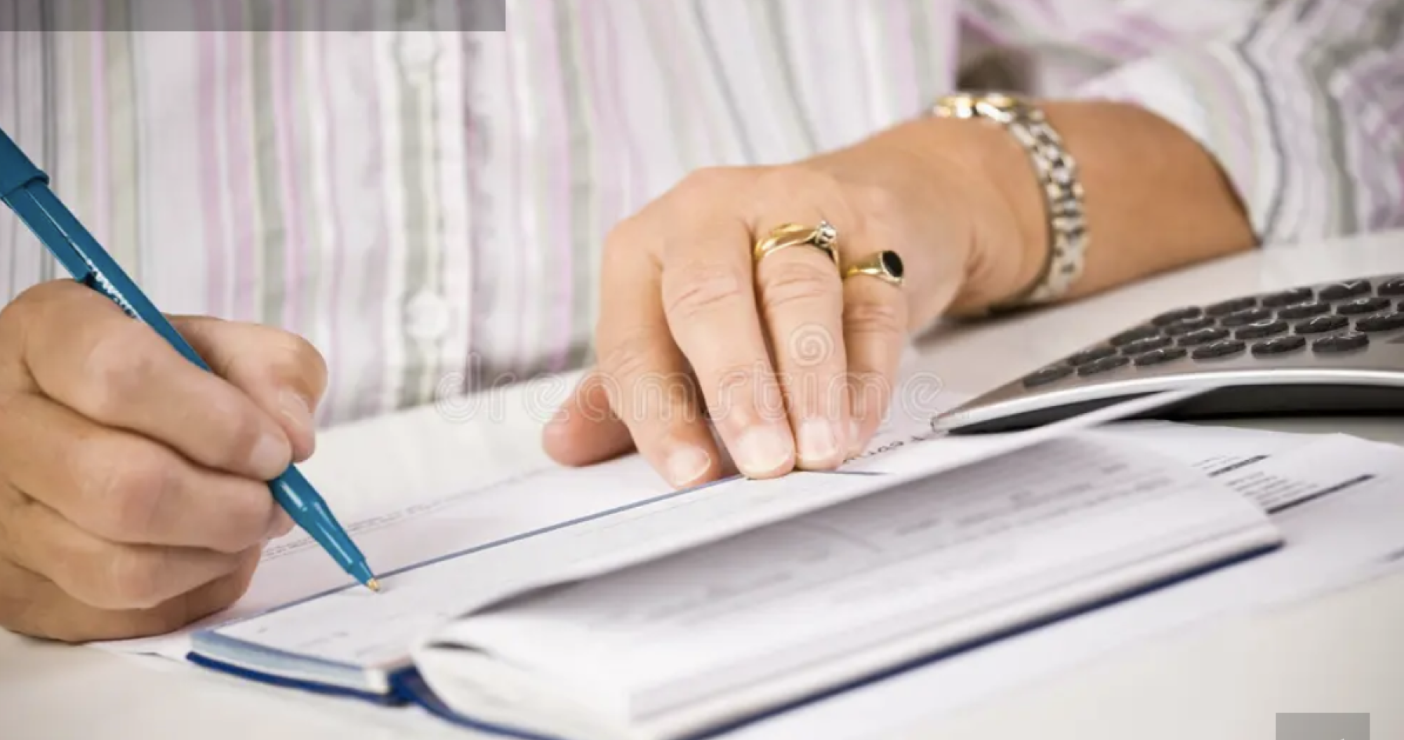 woman writing check